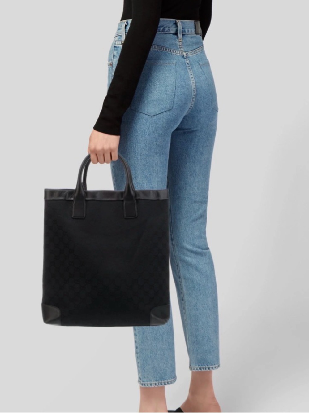 Gucci GG Leather Canvas Tote Bag
